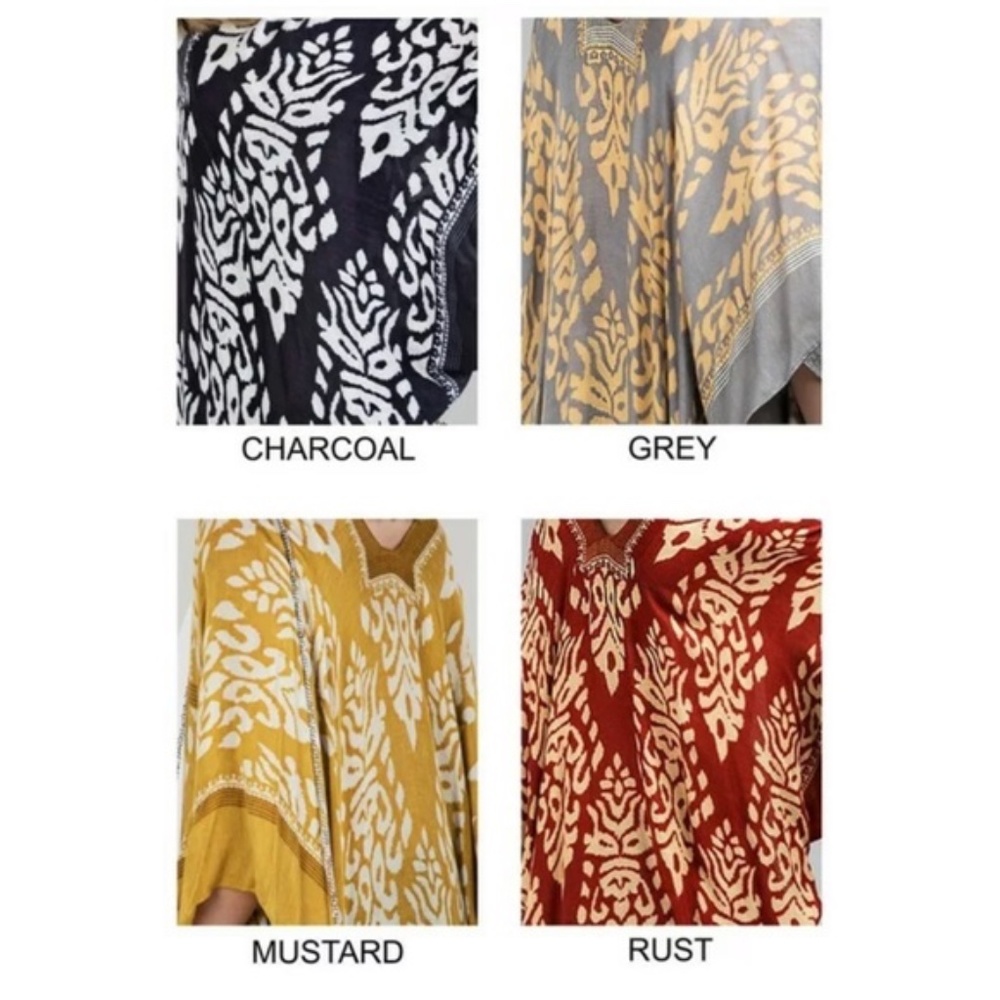 Mustard Boho Damask Pompom Trim Kimono Wrap - Picture 5 of 5